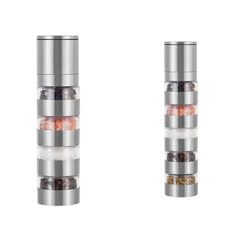 Pepper Grinder, Salt And Pepper Ginder, Stainless Steel Spice Grinder, Multi-Layer Manual Pepper Mill, Spice Crusher