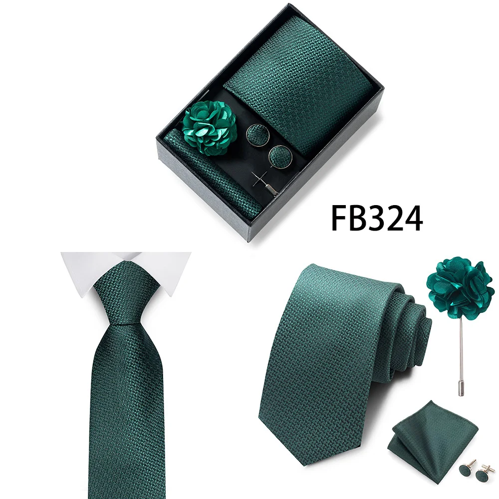 Luxuriöse Mode-Geschenkbox für Herren, 8 cm, Krawatten-Sets, Krawatte, Taschentuch, Manschettenknöpfe, Clip-Brosche-Set, goldener Druck, passend für Hochzeit – Detail 7