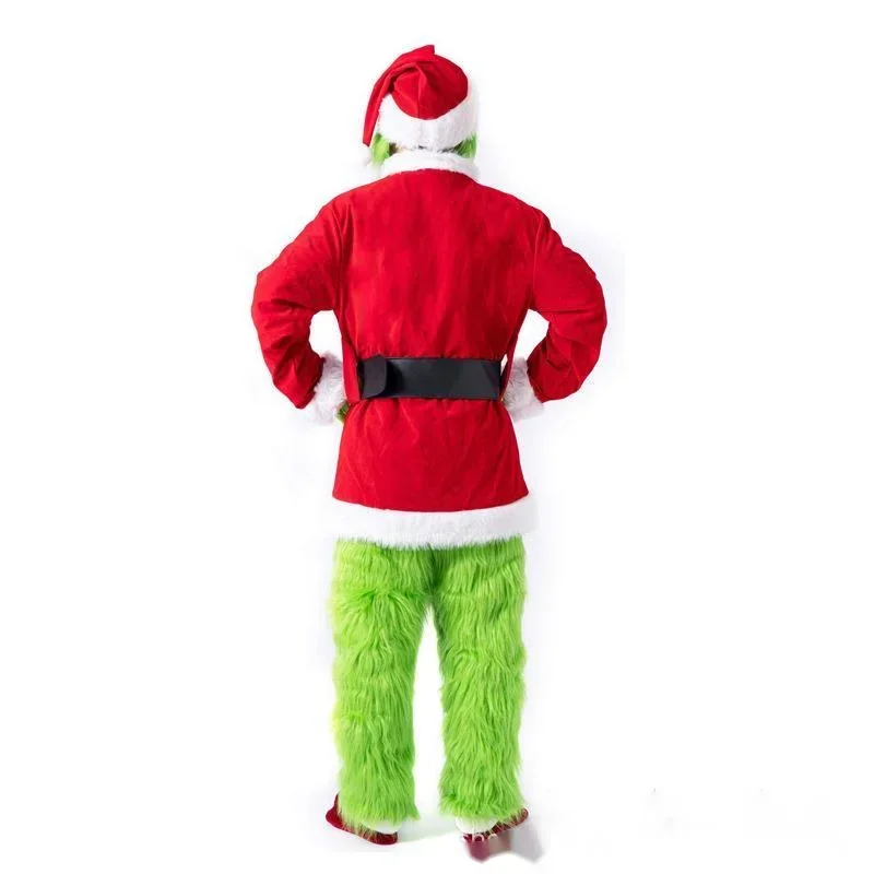 Christmas Cosplay carneval carnival Costume for kids Santa Claus Green Hair Monster Grinch Performs Wearing