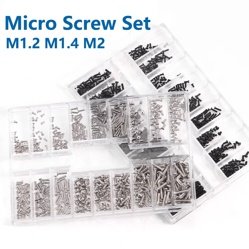 

M1.2 M1.4 M2 Phillips Countersunk Flat Head Small Mini Screw Set Carbon Steel Computer Notebook Laptop Screws Kit