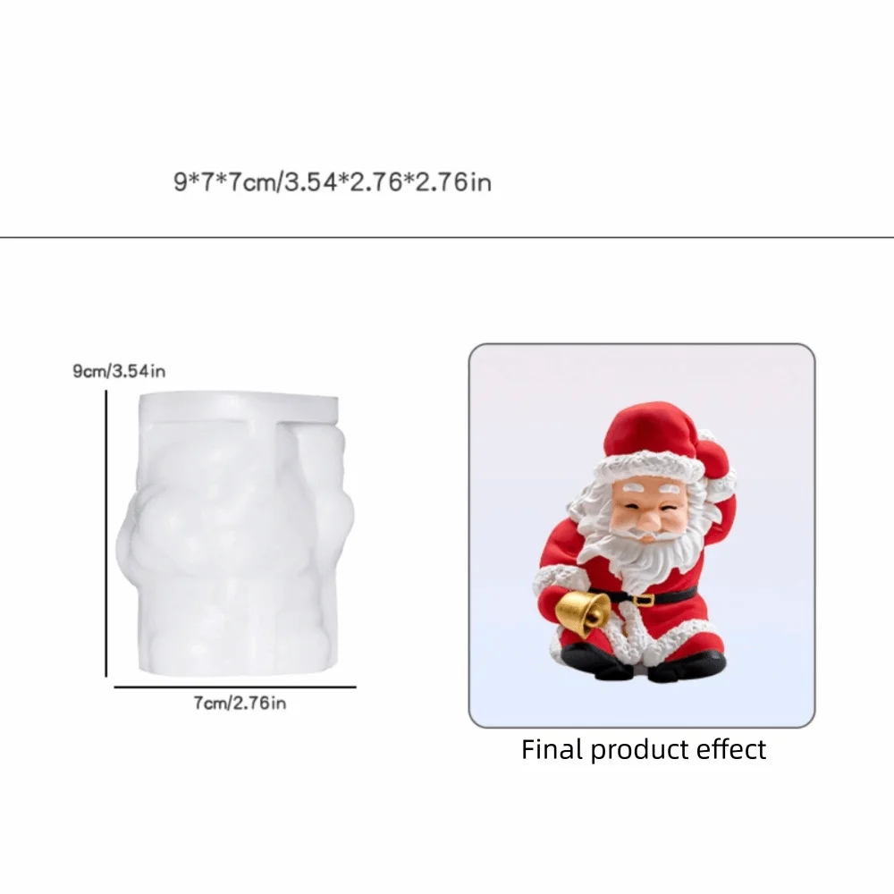 3D Bearded Santa Claus Christmas Candle DIY Mold Multi-Shape Opened Top Silicone Chocolate Mold Flexible Heat Resistant