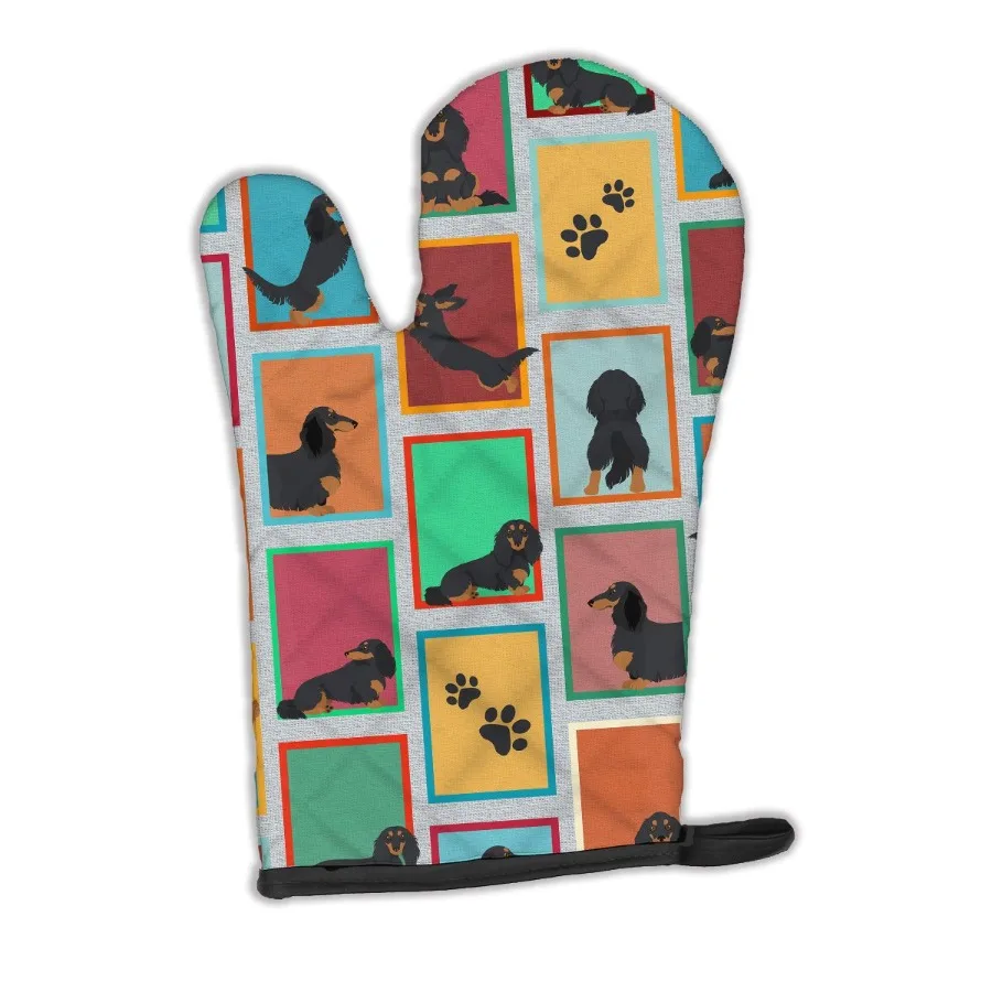 

Lots of Longhaired Black Tan Dachshund Oven Mitt Heat Resistant Thick Oven Mitt for Hot Pans and Oven Kitchen Mitt Protect Hand