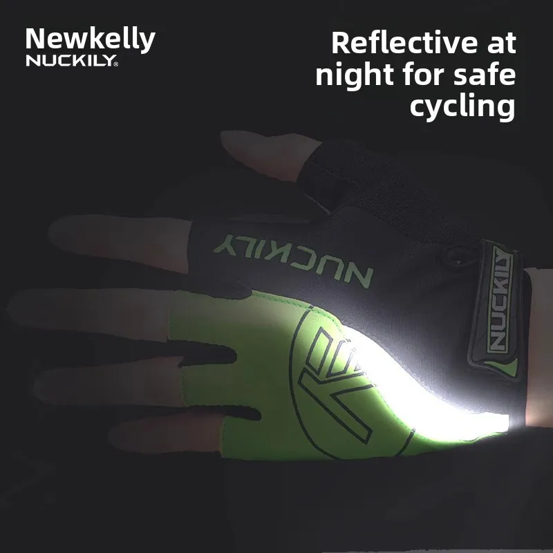 NUCKILY Cycling Gloves 3D Gel Padded Anti-Slip Breathable Shock-Absorbing Reflective Full Finger Bike