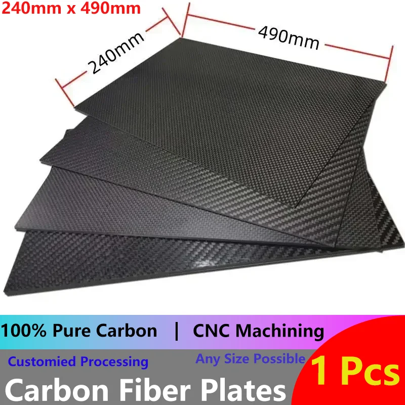 

240mm X 490mm 0.5mm 1mm 1.5mm 2mm 3mm 4mm 5mm Carbon Plate Panel Sheets High Composite Hardness Material Carbon Fiber Board