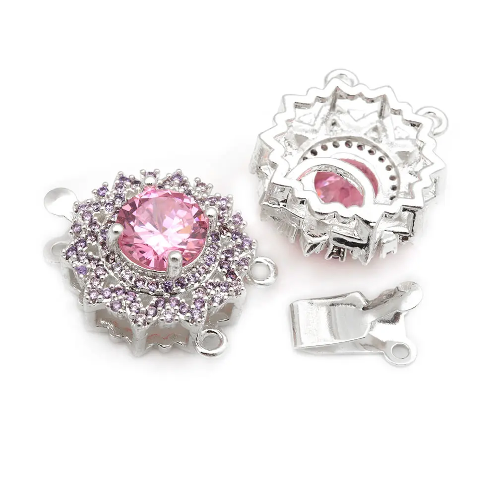 2 مجموعات 18K الذهب اللون النحاس والزركون القلائد المستديرة ربط المشابك عالية الجودة Diy بها بنفسك مستلزمات صناعة المجوهرات للنساء #6