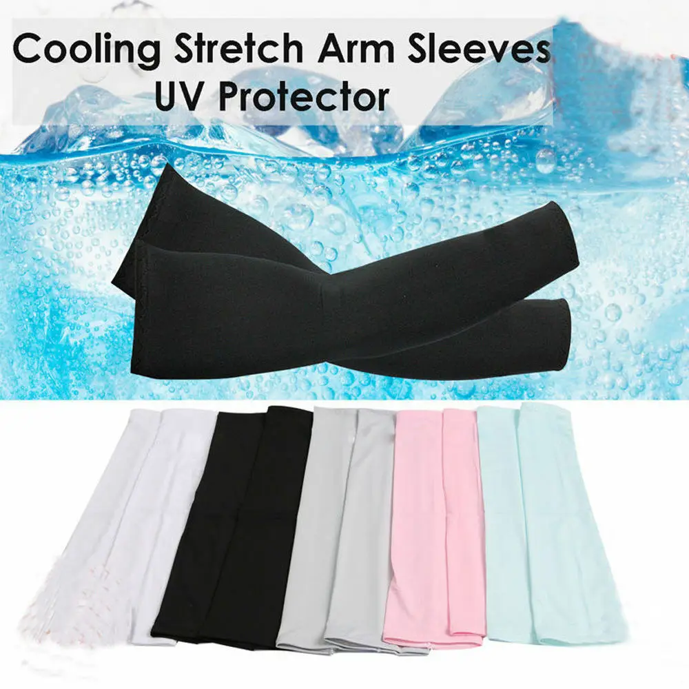 1Pair Unisex Ice Silk Arm Sleeves UV Sun Protection Tattoo Cover Sport Basketball Armband Men Women Arm Cuffs Summer