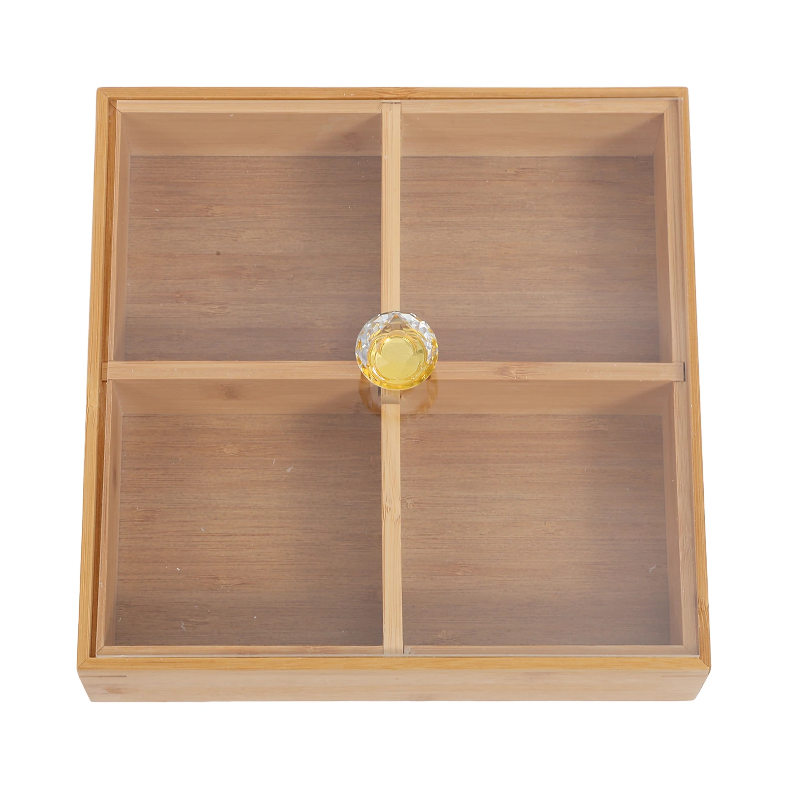 

Four-Compartment Bamboo Serving Tray Multi-Function Food Plate for Snacks Fruit Dessert Storage Bamboo Tray Serving Plate