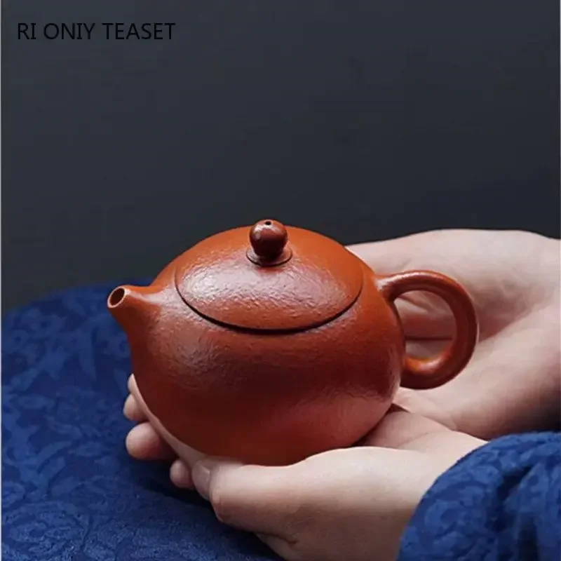 

200ml Yixing High-end Purple Clay Teapots Famous Handmade Xishi Tea Pot Coarse Sand Dahongpao Kettle Chinese Zisha Tea Set