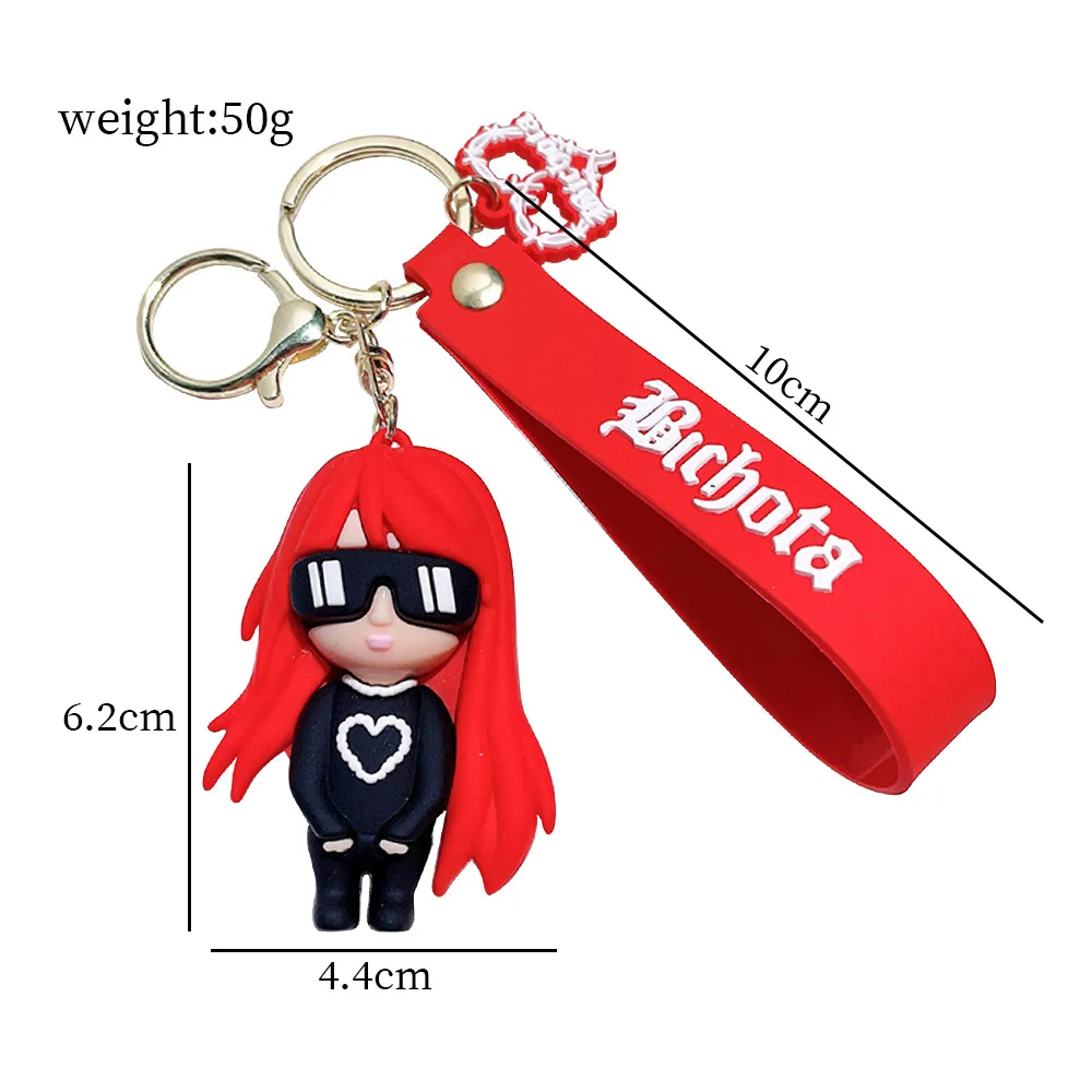 Cartoon Singer Karol G Silicon Doll Pendant Keychains Car Key Chain Keyring For men Women Phone Bag Ornament Jewelry Fans Gifts