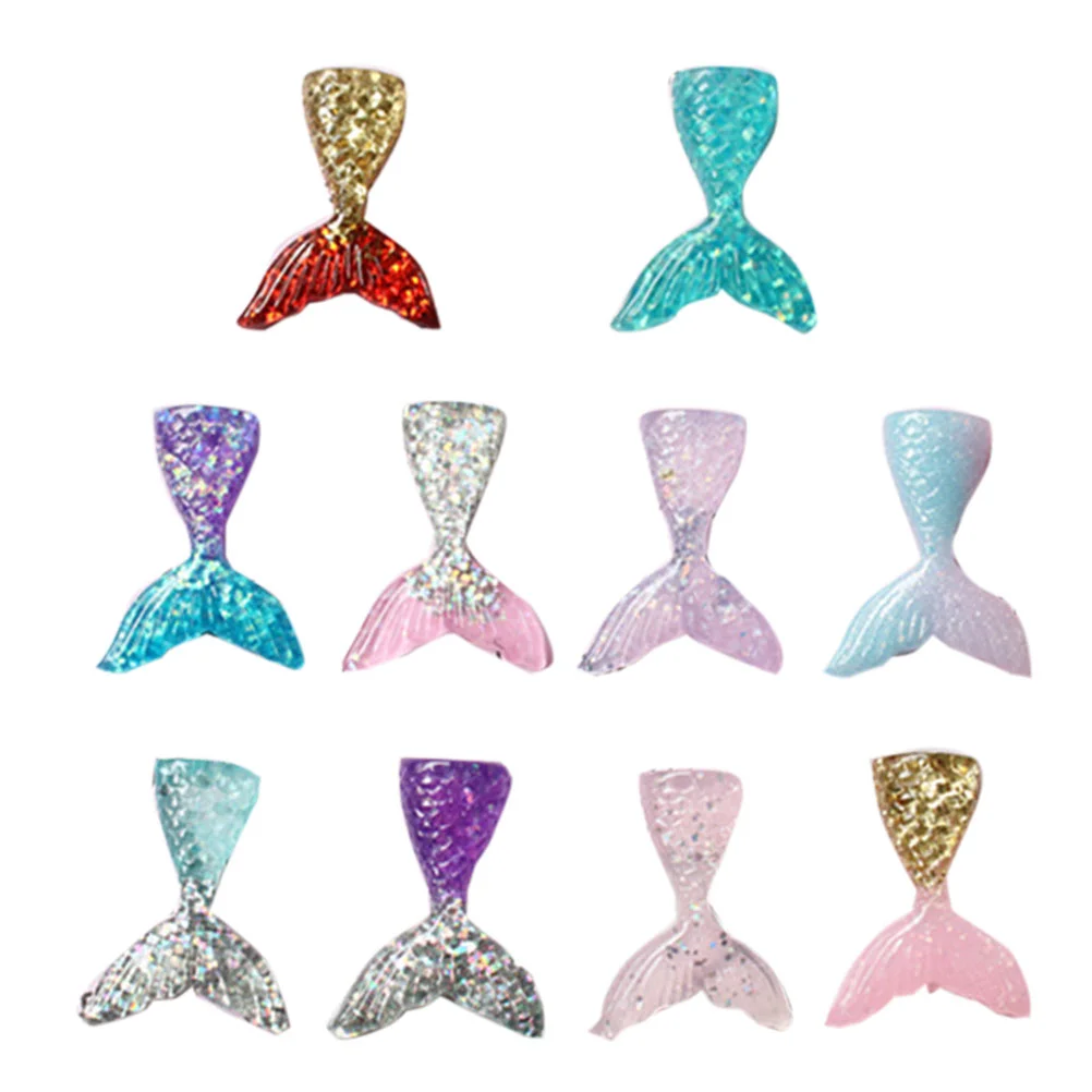 60PCS Mermaid Tail Clay Charms Resin Flatback for Ornament Scrapbook DIY Crafts diy resin mermaid resin charms