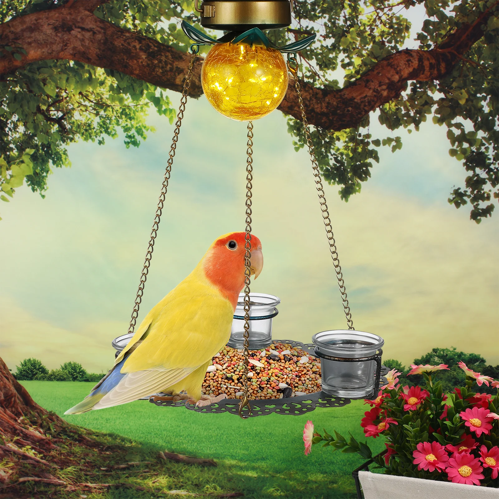 

Solar Large Capacity Hanging Bath Water Dish for Wild Bird Bath For Outside Birds Bird Accessory Outdoor Pet Supplies