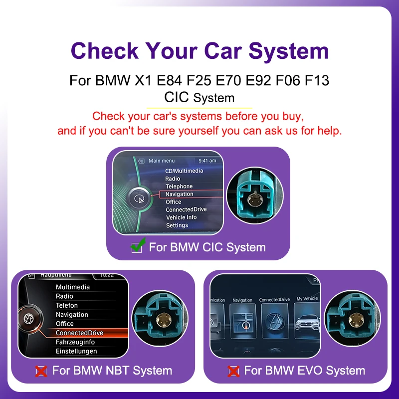 AUTOTOP Wireless Carplay Android AUTO Modul-Schnittstellen-Decoder-Box für BMW 1-7 Serie X1-X7 CIC-System E70 F13 F01 F02 E84 F25 – Detail 3