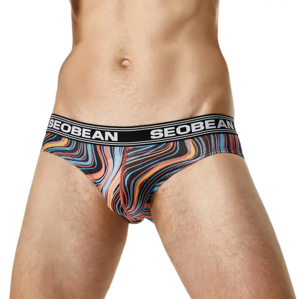 SEOBEAN Sexy Men Briefs Fashion Printing Men Underwear Low-waist Underpants Briefs for Men