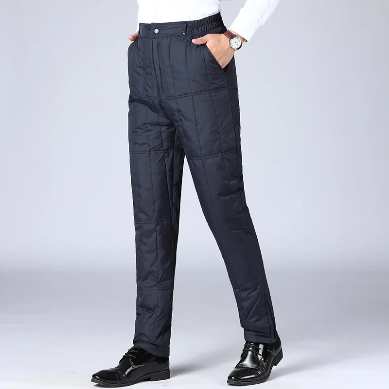 

Winter New Men White Duck Down Pants High Waist Thickened Warm Windproof Thermal Trousers for Middle Aged Man Pants PT-593