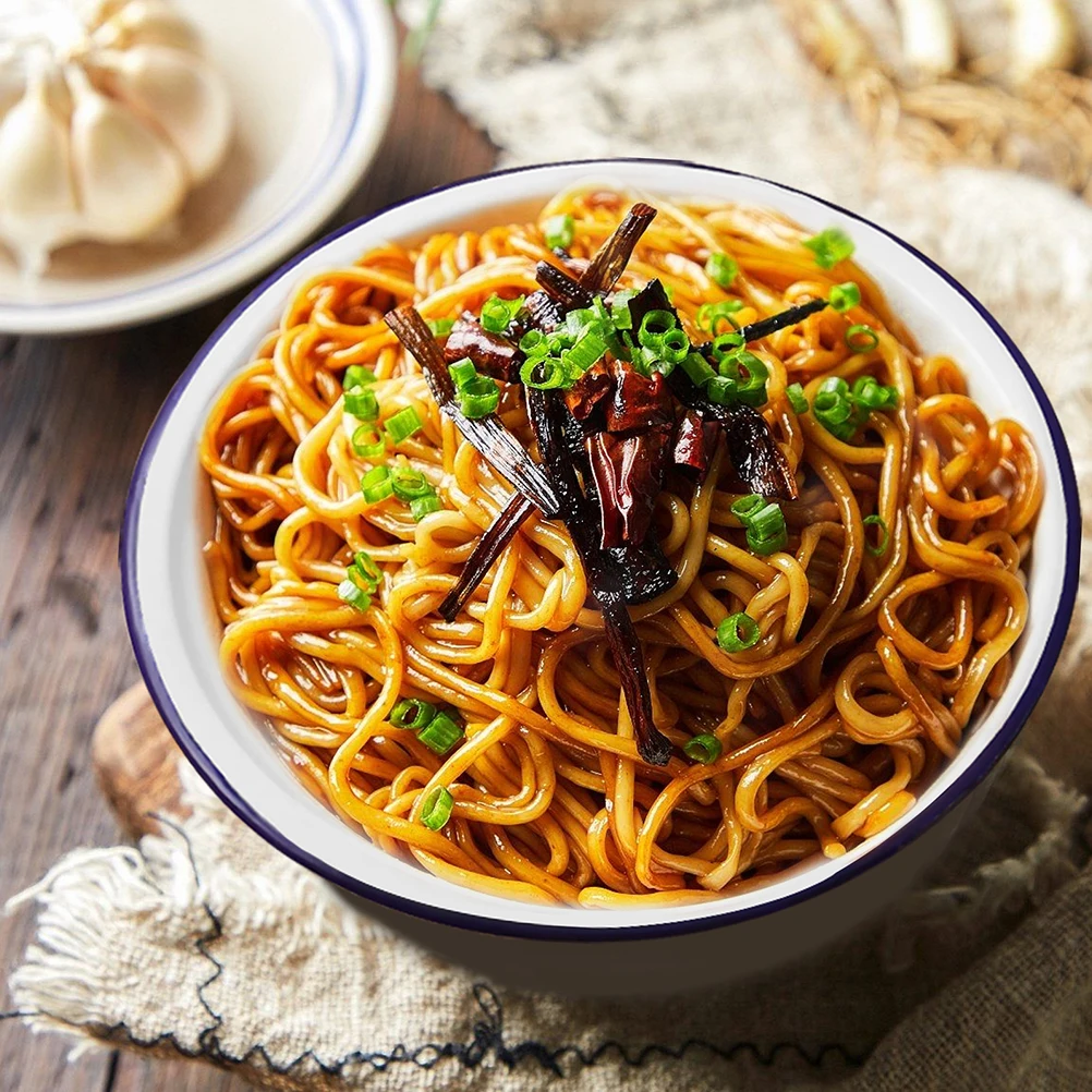 

2pcs Enamel Bowl Vintage Kitchen Basin For Fruit Salad Soup Dough Mixing Retro Enameled Ware Serving Bowl Household Use