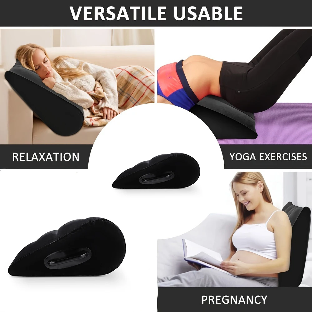 Aufblasbares Dreieckskissen für Paare – Sexueller Positionsverstärker, hinteres Eingangskissen mit Armlehne, schmutzabweisendes Polyester C