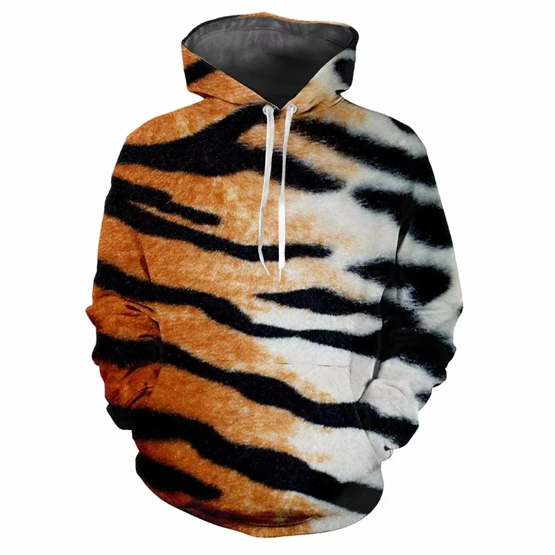 3D Print Tiger Hide Patterns Hoodie For Men Women Casual Long Sleeved Plus Size Pullover Sweatshirts Streetwear Mens Sport Hoody