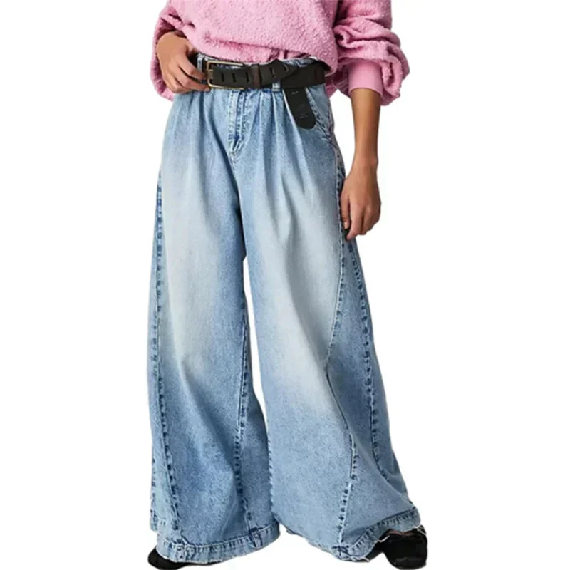 

Fashion Vintage High Waist Wide Leg Jeans Women Loose Denim Pants Female Daily Commuter Casual Flared Trousers Trend Streetwear