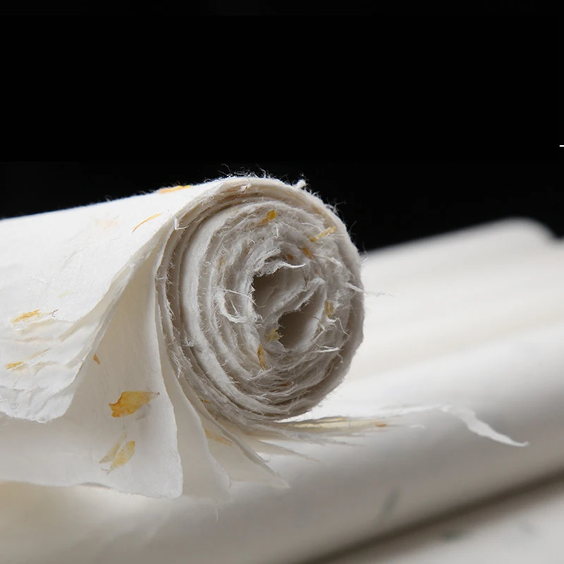 Flower Tea Fiber Rice Paper Chinese Claborate-style Freehand Brushwork Painting Half-Ripe Xuan Paper Calligraphy Creation Papier