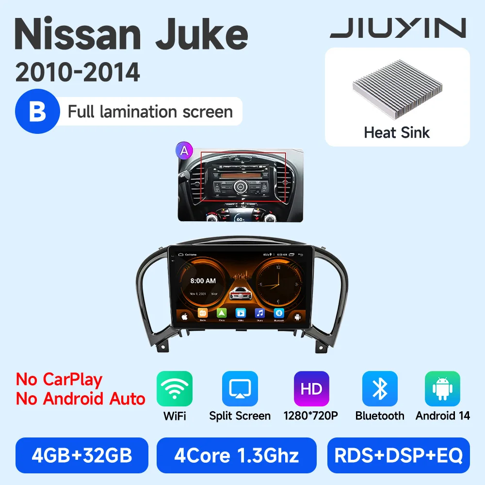 Nissan Juke 2011-2019 Tesla Style 9'' draadloze Carplay Android Auto radio Android autostoelhoezen multimediaspeler navigatie