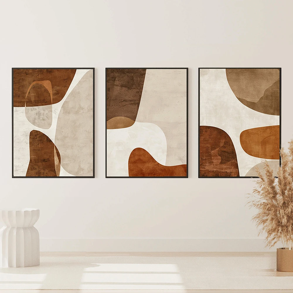 Impresiones artísticas de pared abstractas Beige Tan, conjunto de 3 carteles texturizados, pinturas en lienzo minimalistas, d