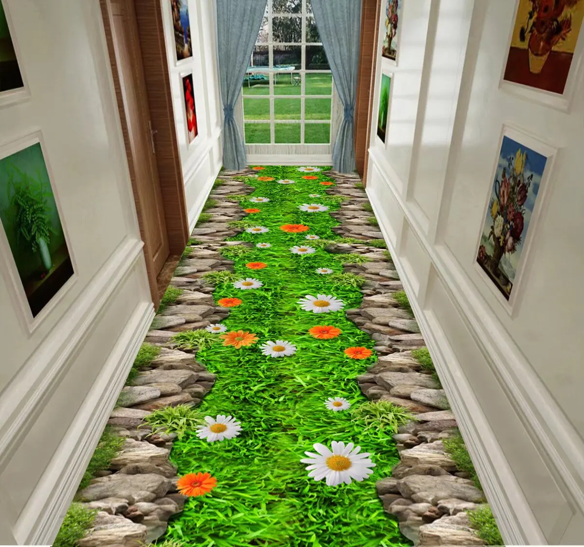 3D Runner corridoio tappeto per passaggio soggiorno decorazione casa Villa tappetini moderno lusso ingresso morbido tappeto di grandi dimensioni