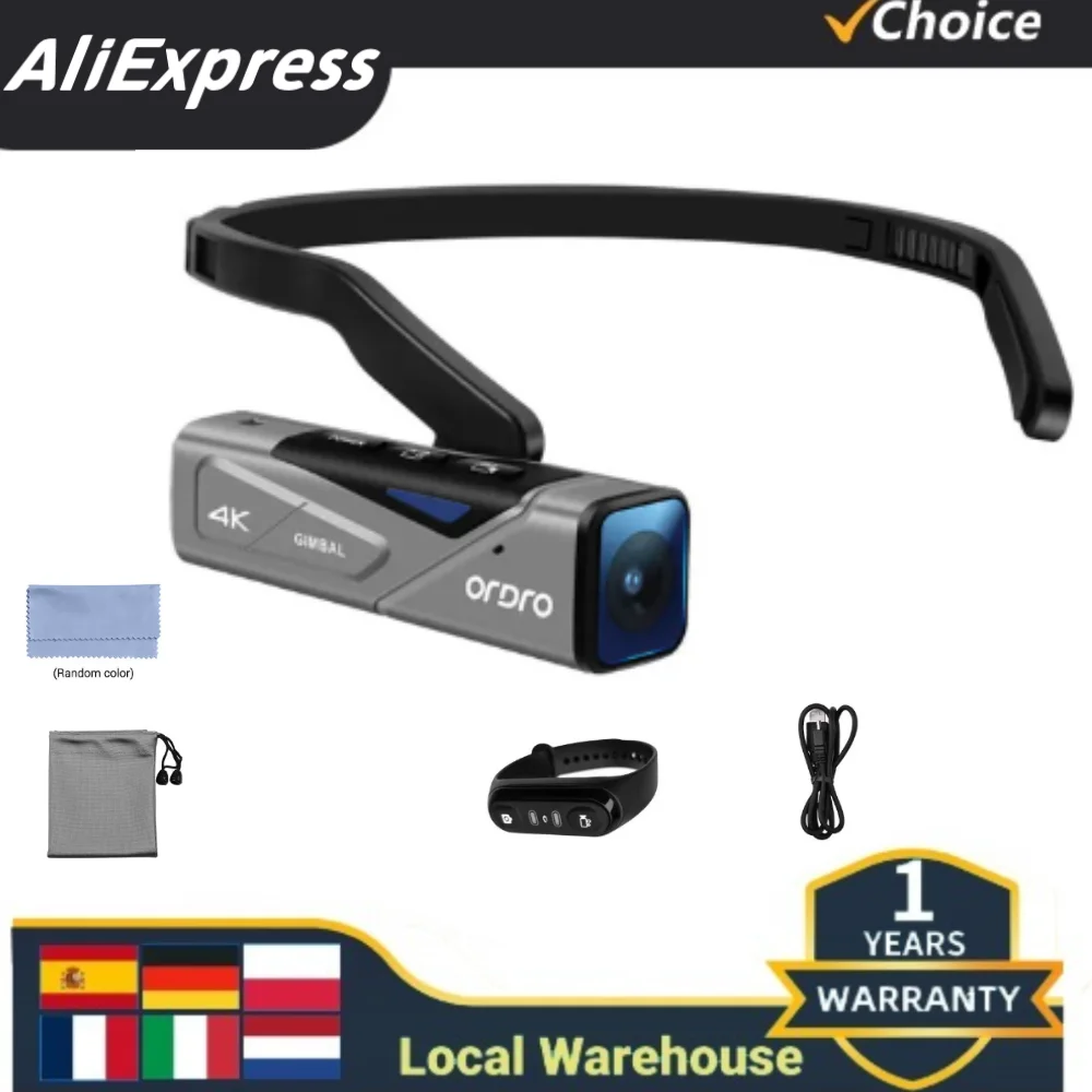 EP7 Head Wearable 4K 60fps Video Camera First Person View Hands-Free Camcorder APP Control Autofocus Built-in 2-Axis Gimba