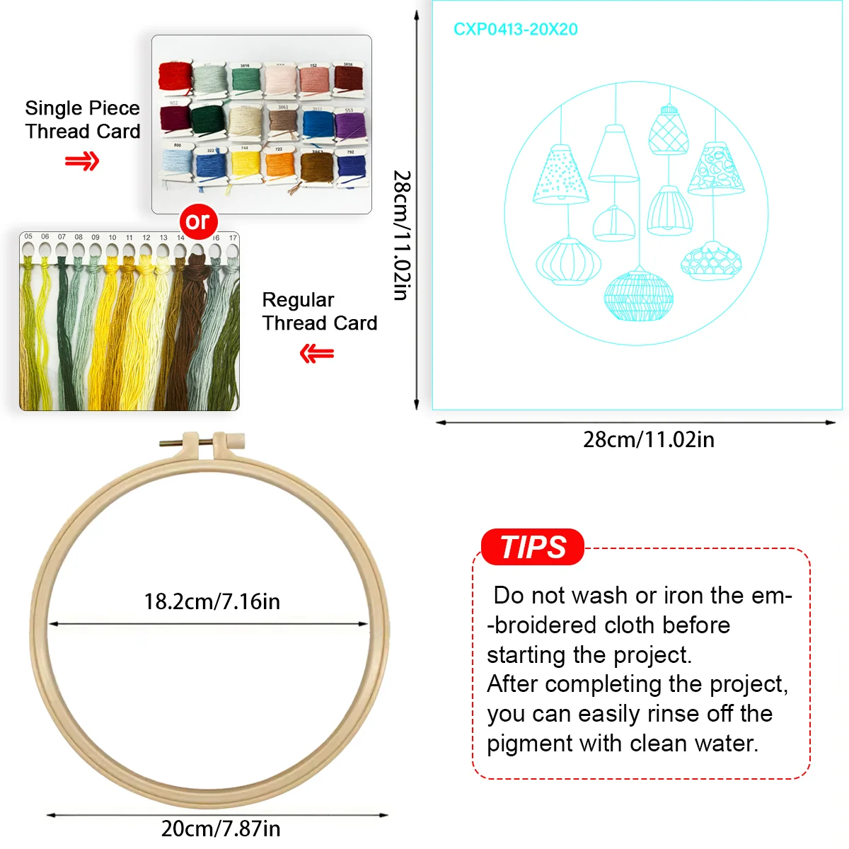 1 Stück 20X20CM/7,87 Zoll Beleuchtungskörper Stickerei Starter-Kit DIY-Set Heimdekoration Handwerk Malerei Nadelkunst – Detail 5