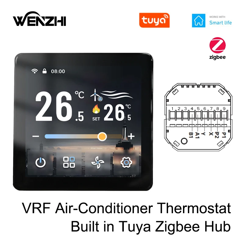

ZigBee VRF Central Air Conditioning Thermostat Digital Temperature Controller Tuya Smart Life Remote Control Home Automation