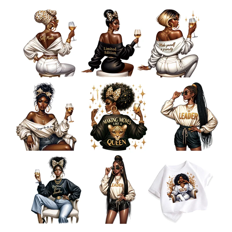 אירופה עסק בוס שחור גברת הדפסה עבור בגדים ברזל על תיקונים diy תפירה קישוט העברת חום מדבקות