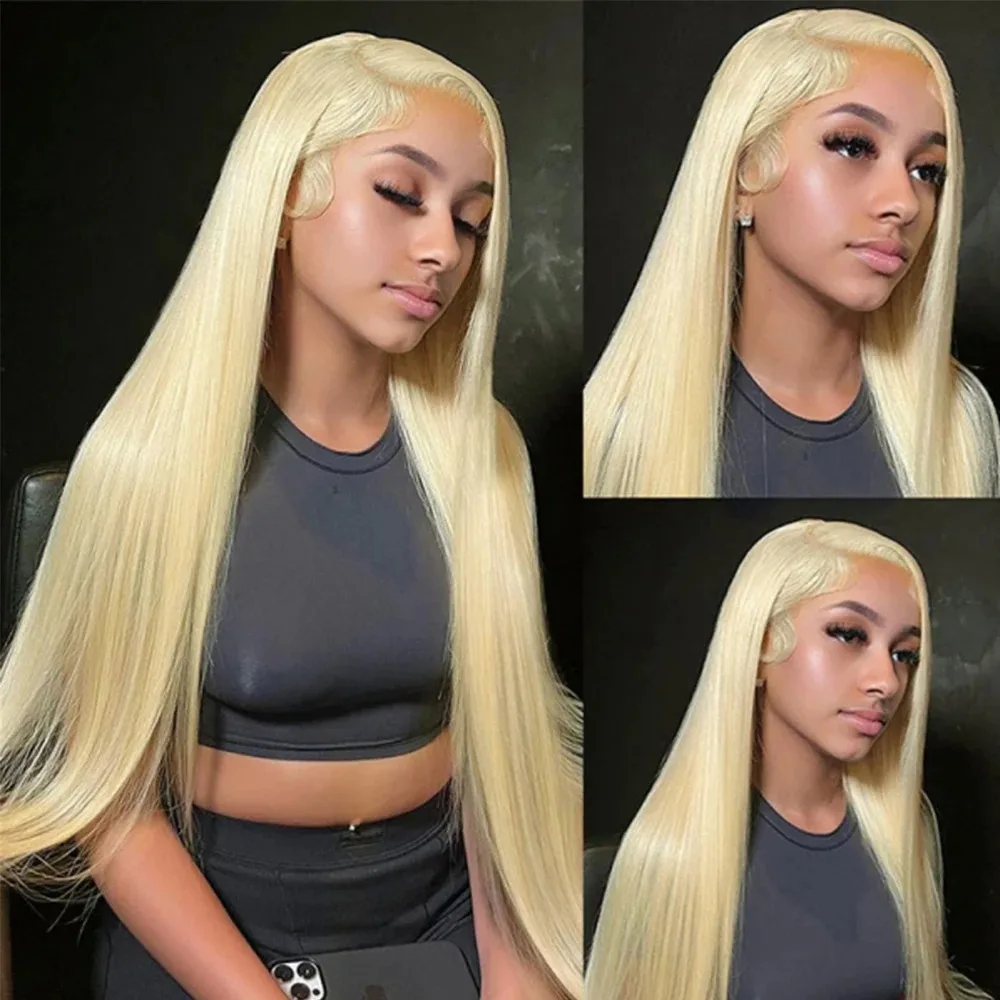 613 Blond Straight 13x6 HD Lace Front Wigs przezroczyste brazylijskie wstępnie oskubane Baby Human Hair 13×4 HD Lace Frontal Wigs For Women