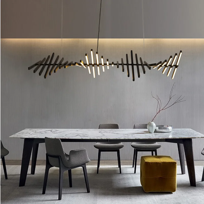 Minimalist LED Acrylic Chandeliers Creative Piano Wave Hanging Pendant Lighting Living Dining Room Restaurant Suspension Lustre