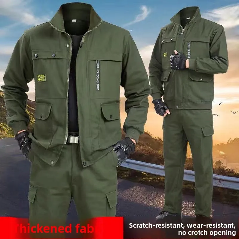 

Утолщенный рабочий костюм из чистого хлопка для мужчин, весна-осень, для стройплощадки, с защитой от перегрева, для сварки, авторемонта, рабочий комплект