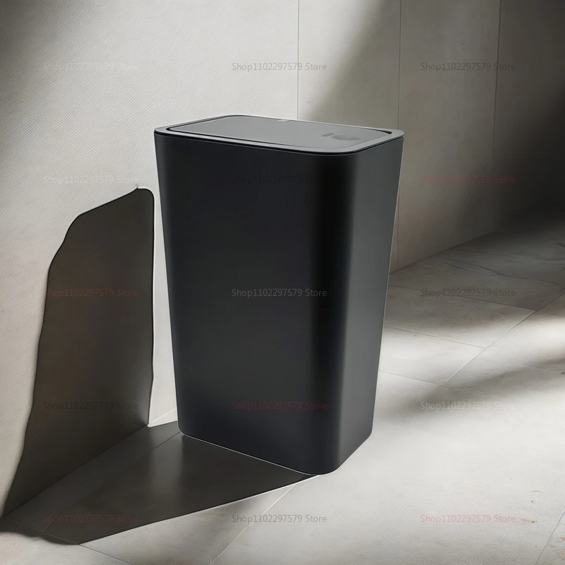 سلة مهملات حمام صغيرة سعة 10 لتر مع غطاء علوي مضغوط، سلة مهملات بلاستيكية مدمجة للمرحاض وغرفة النوم وغرفة المعيشة والمطبخ بتصميم عصري #2