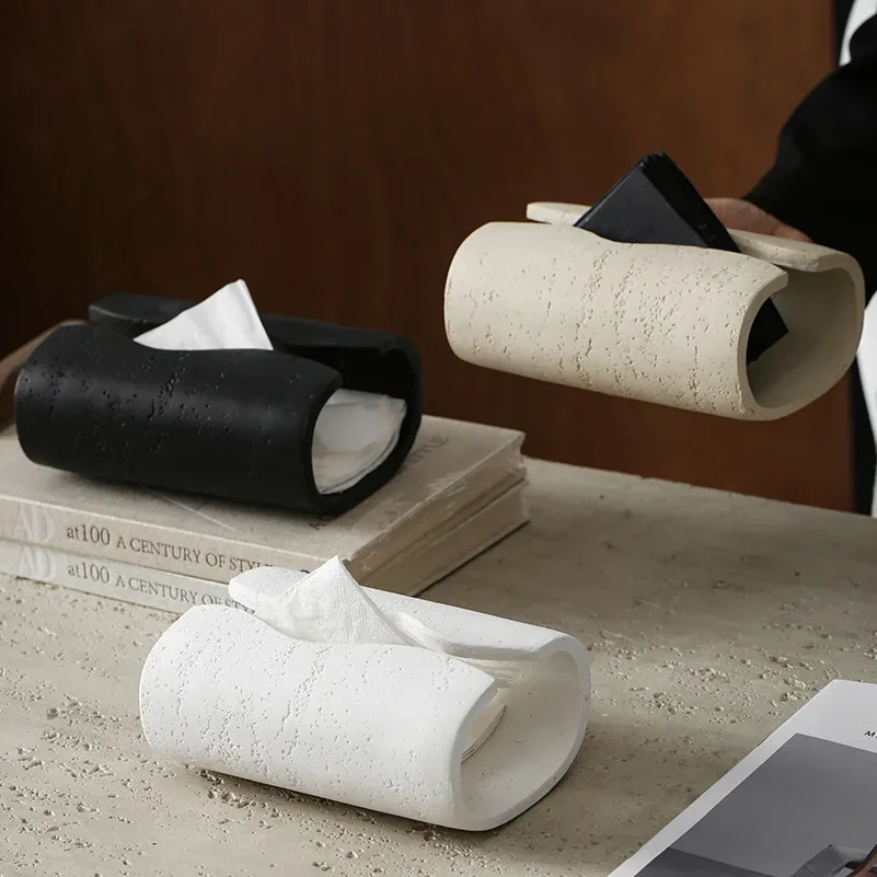 Luxury Imitation Stone Tissue Box Creative Resin Technology Tea Table Paper Box Table Decoration Tissue Holder Kitchen Supplies