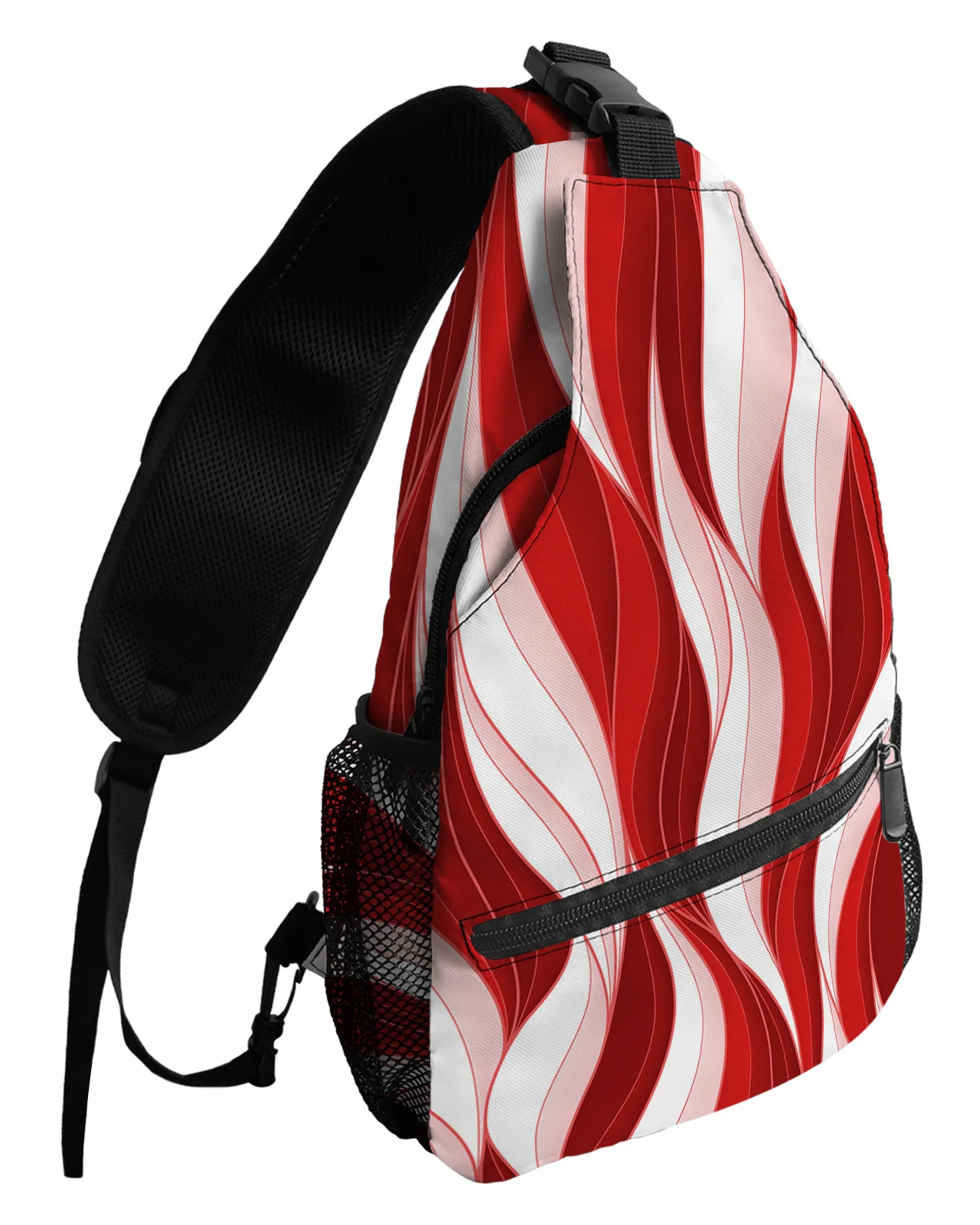 Red Ripples Three-dimensional Abstract Chest Bags For Women Men Waterproof Messenger Bags Sport One Shoulder Crossbody Bag