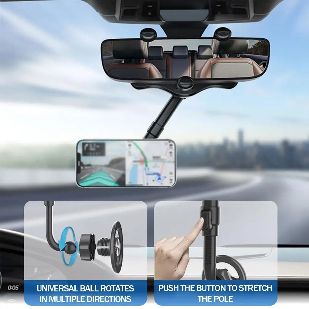  Case Rear View Mirror Phone Mount 2in1 Magnetic Car Phone Holder Vent Clip For IPhone 14 13 12 Pro Max Car Accessories