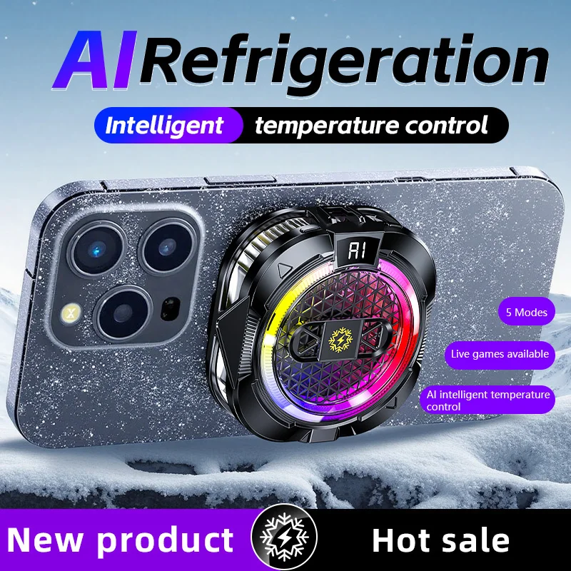 

1 шт. Полупроводниковый кулер для телефона Ice Cold Th19 Pro с цифровым дисплеем, мощное охлаждение 9В, магнитный зажим 2-в-1 для игр