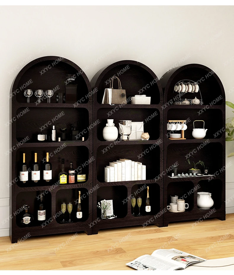 

Cave Style Arch Bookcase Display Cabinet Floor Storage Cabinet Bookshelf Curio Cabinet