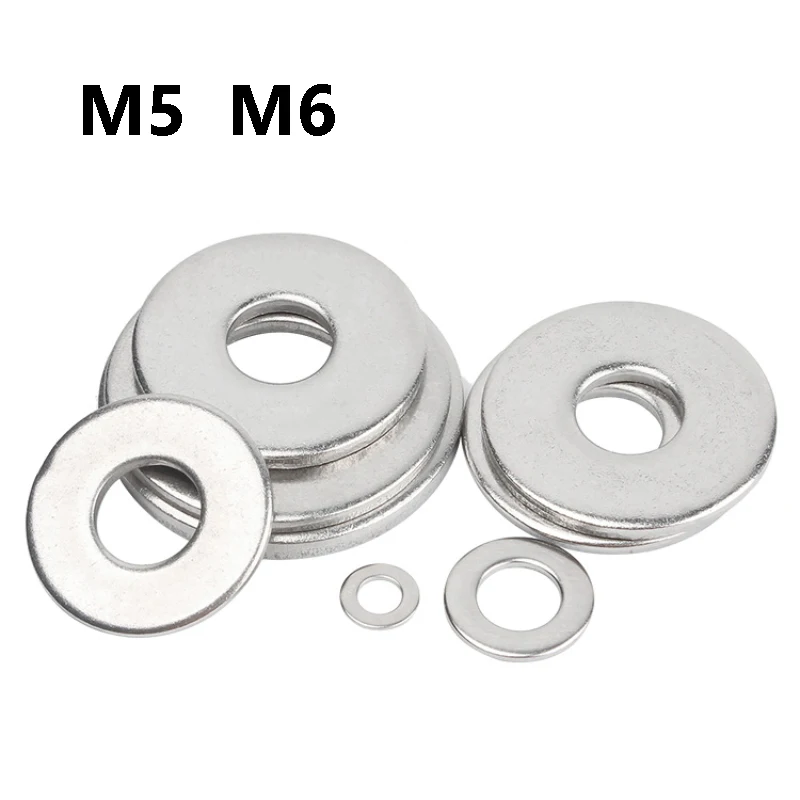 304 Stainless Steel A2-70 Flat Washers M5 M6 Plain Washers for Furniture Automotive Electronics DIY Fasteners