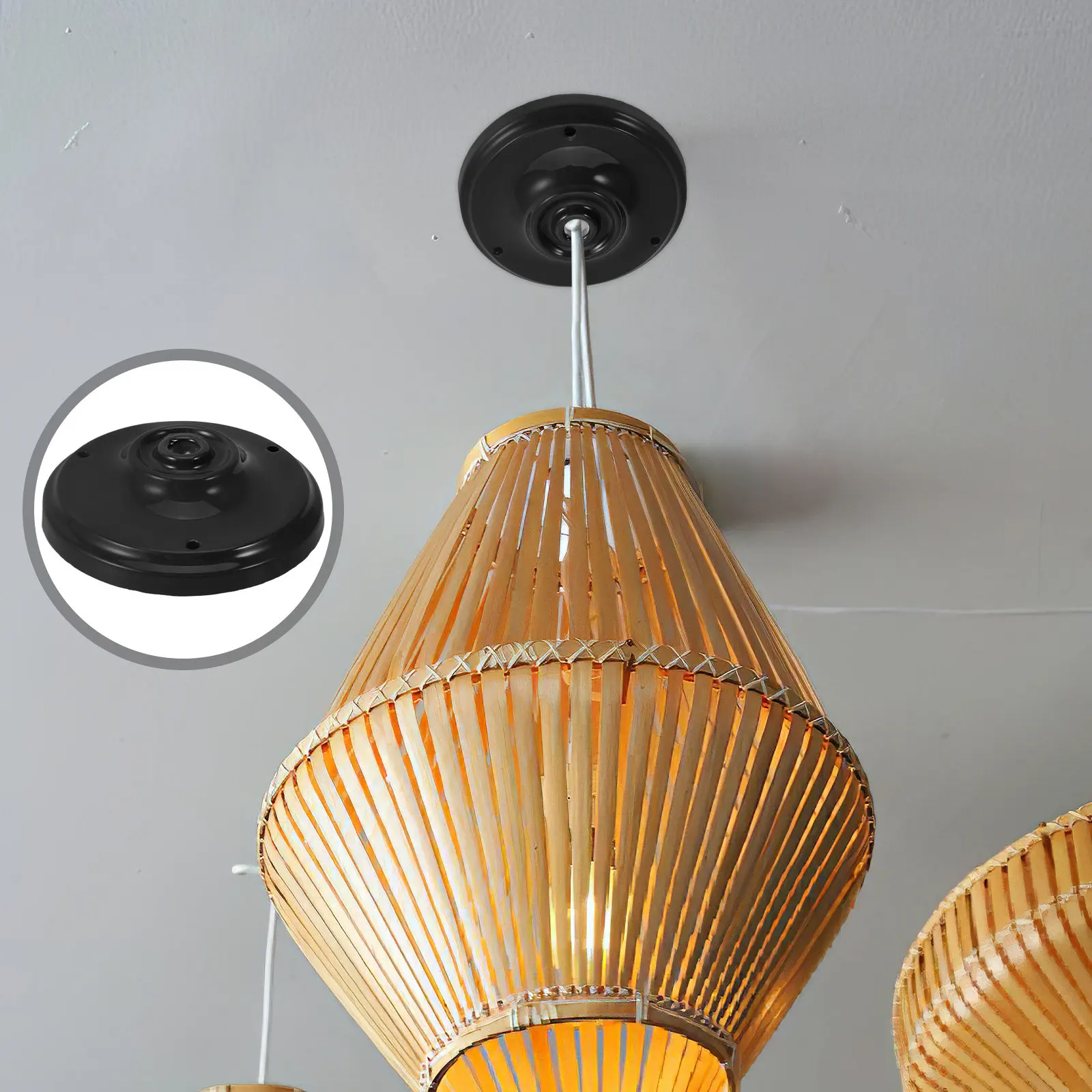 French Inspired Ceramic Ceiling Light Trim Plate 4 Inch Decorative Pendant Canopy Cover for Home Lighting Fixture Mounting and