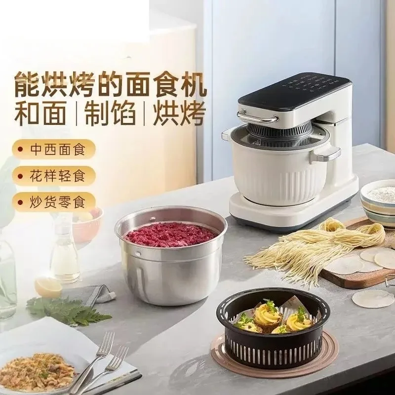 Multifunctional pasta machine, automatic cooking machine and dough kneading, egg grinding and meat grinding integrated
