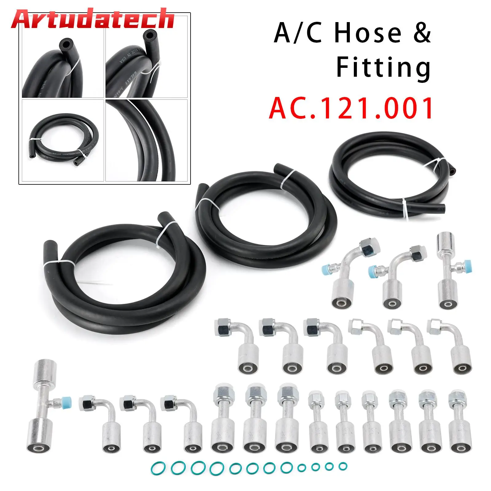 Artudatech AC.121.001 Universal #6#8#10 A/C Hose  Fitting 6.5ft For Custom Air Conditioning Car Accessories