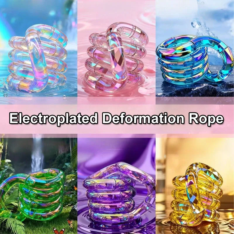 1/3/5pcs Electroplated Deformation Rope Knot Pressure Stress Relief Toys Multi-color Twist Deformable Rope Anti Stress Toys