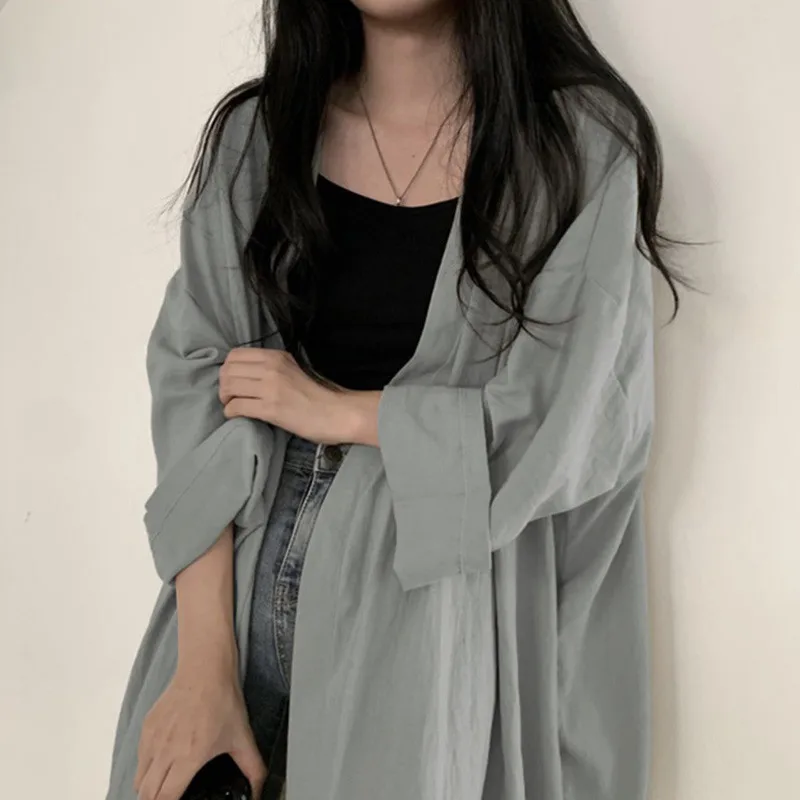 

Summer Women Thin Sunscreen Cardigan Loose Long Sleeve Coat Female Casual Sun Protected Top Long Thin Windbreaker Jacket Shirt