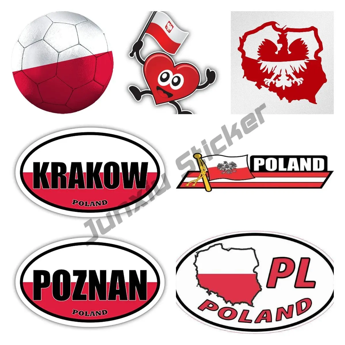 Poland Flag Blot Car Bumper Sticker Decal Car Flag Biker Bike Polska Decor Vinyl Racing Helmet Cover Camp Decoration