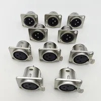 10 Uds XLR 3 pines macho hembra Panel Audio micrófono Jack conector XLR enchufe de Metal plata