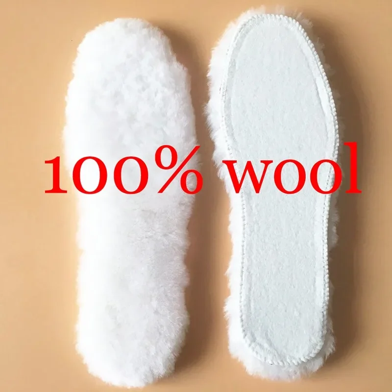 Natural Sheepskin Insoles Winter Real Fur Wool Insoles Men Women Warm Soft Thick Warm Cashmere Snow Boots Shoe Pad