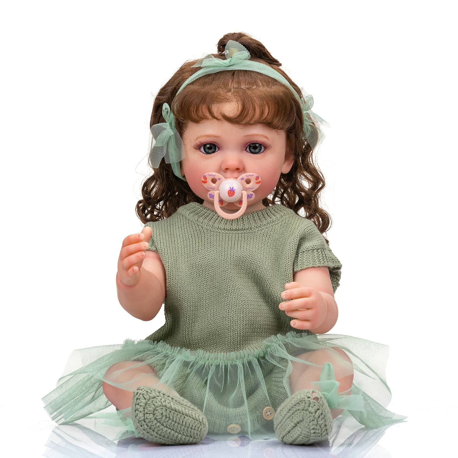 SANDIE 22inches Full Body Silicone Vinyl Reborn Toddler Girl Doll Betty 3D Skin Visible Veins Hand Rooted Hair Gift For Children