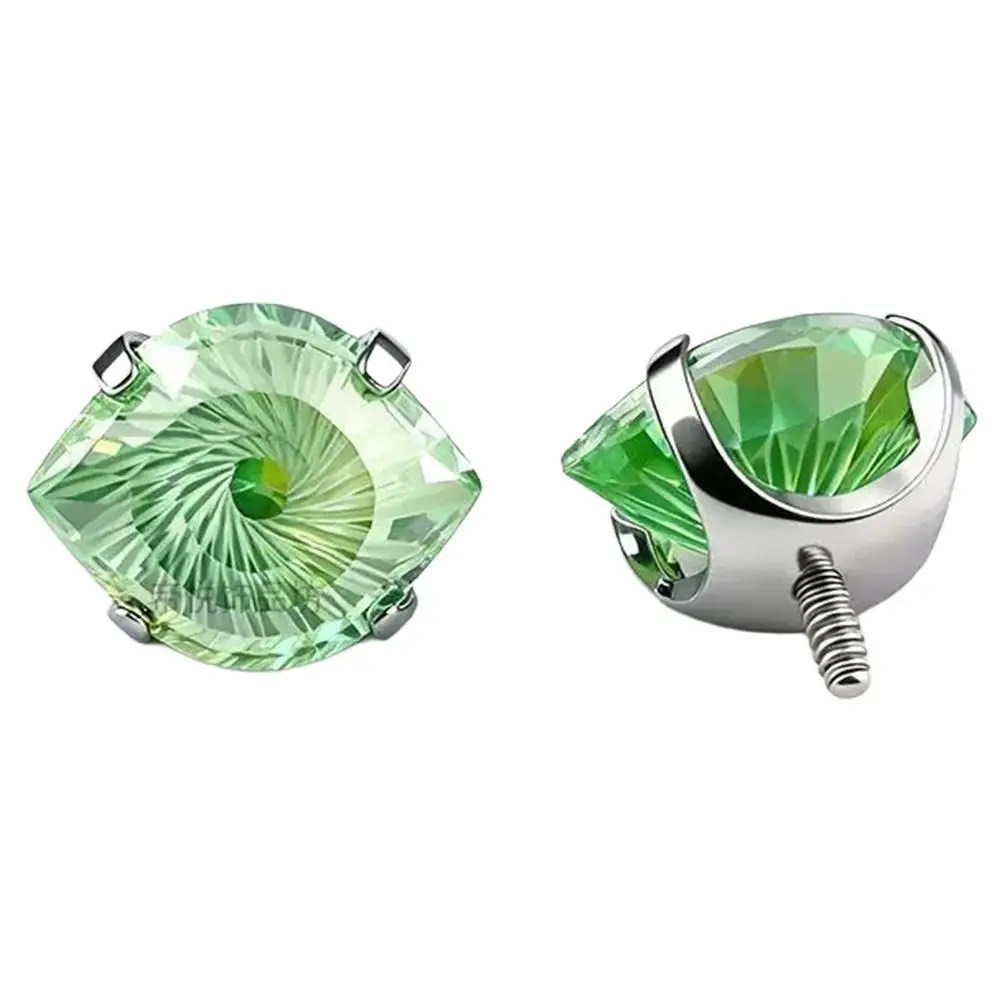 Titanium Conch Piercing Stud with Colorful Stone, Hypoallergenic